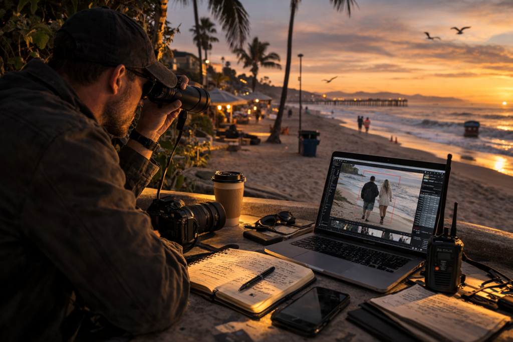 A professional private investigator in Vero Beach conducting discreet surveillance.